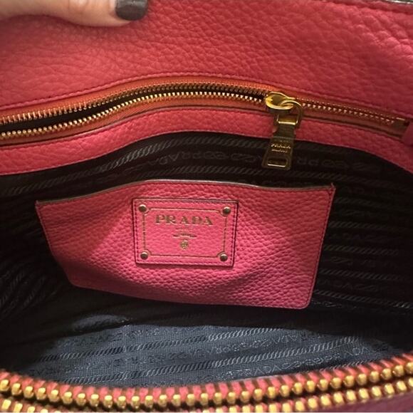 AUTHENTIC Prada $2,199 Vitello Daino Tote Begonia w/ Dustbag - Picture 8 of 11